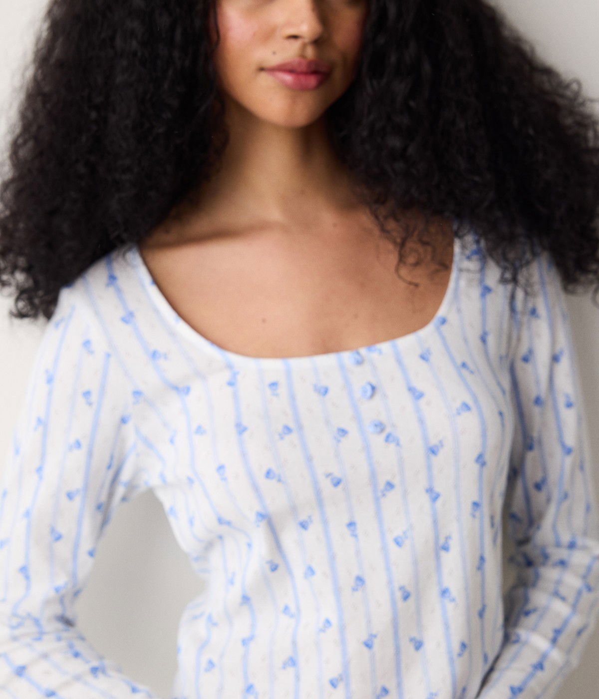 Roses Printed Pointel Tshirt PJ Top